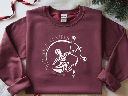 Sagittarius Zodiac Sweatshirt: No Plan Just Vibes