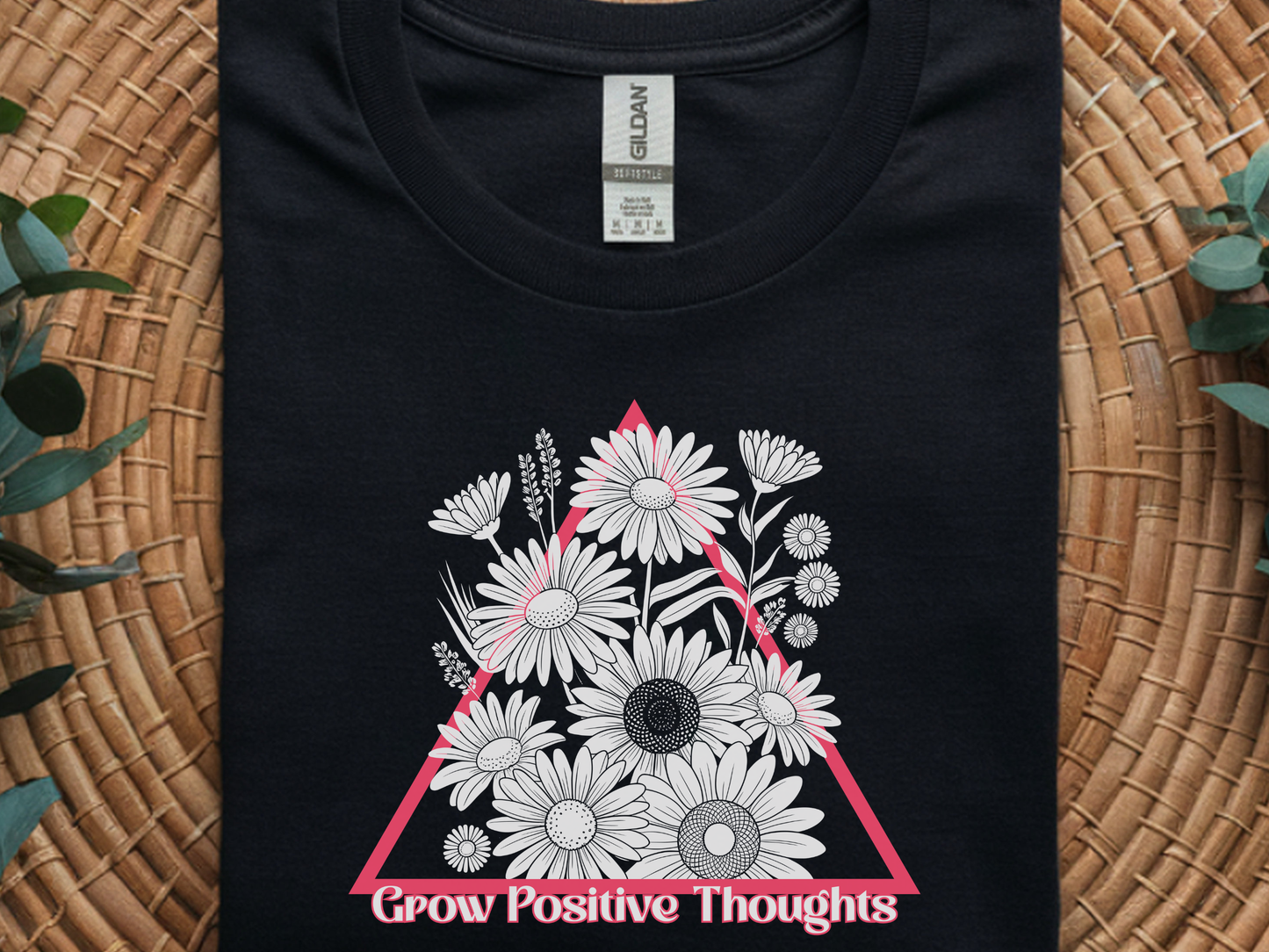 Grow Positive Thoughts T-Shirt: Motivational Floral Tee