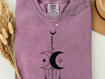 Gemini Celestial T-Shirt: Twin Moon Comfort Colors Tee