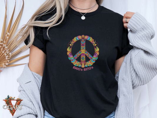Retro Peace Graphic Tee: 60s 70s Hippie Style