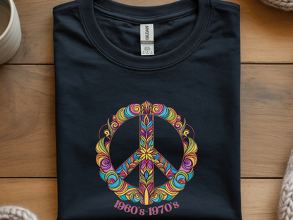 Retro Peace Graphic Tee: 60s 70s Hippie Style