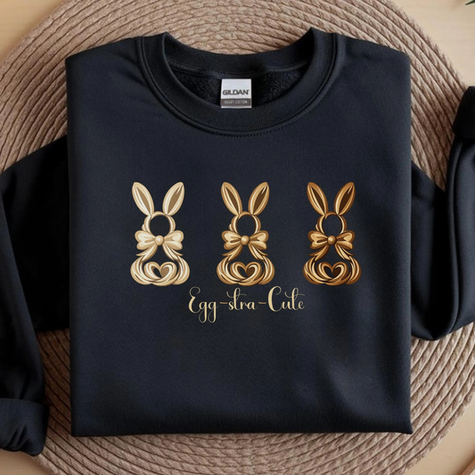 Bunny Trio Sweatshirt: Egg-stra Cute Rabbit Shirt