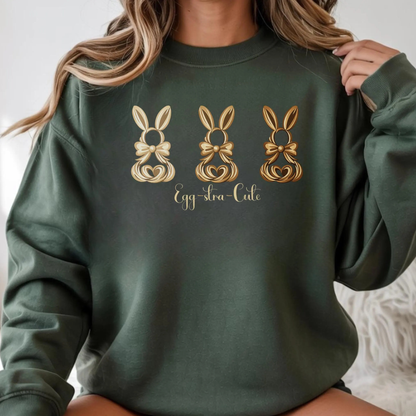 Bunny Trio Sweatshirt: Egg-stra Cute Rabbit Shirt