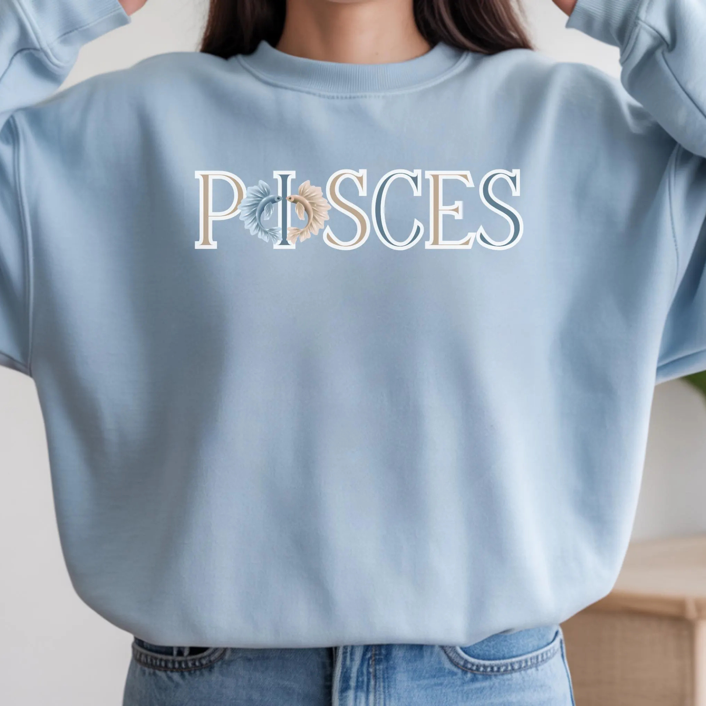 Pisces Zodiac Sweatshirt: Two Fish Astrology Crewneck