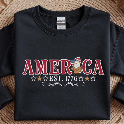 Patriotic America Eagle Sweatshirt: 1776 USA Flag 250 Years Of Freedom Shirt