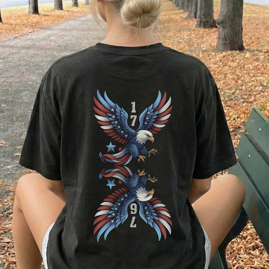 1776 Vintage Patriotic Eagle T-Shirt: Distressed USA Flag Shirt