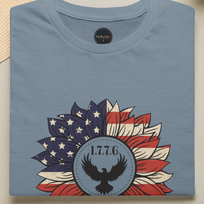 1776 Eagle Sunflower T-Shirt: American Flag Patriotic Shirt