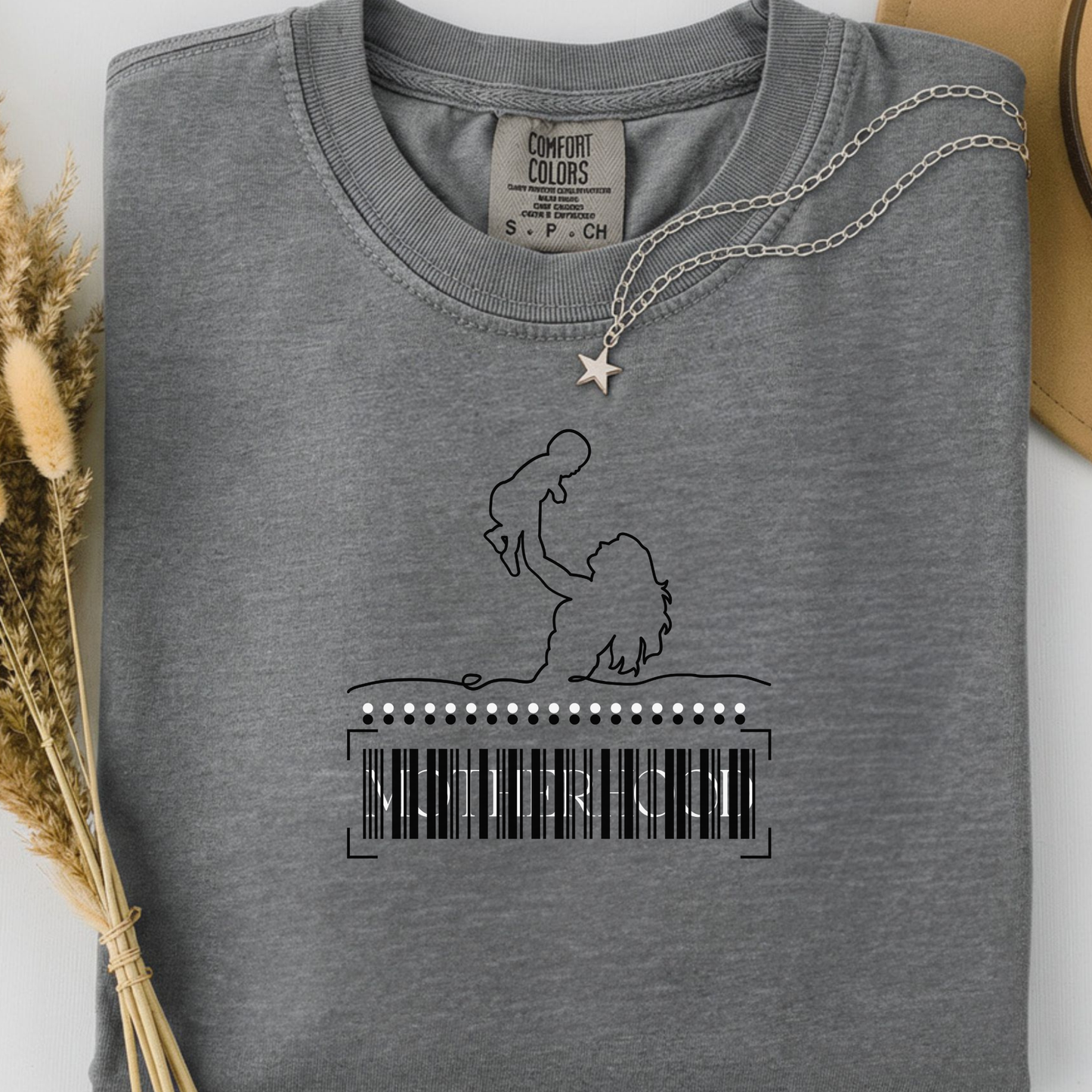 Motherhood Barcode T-Shirt: Comfort Colors Mom Life Shirt