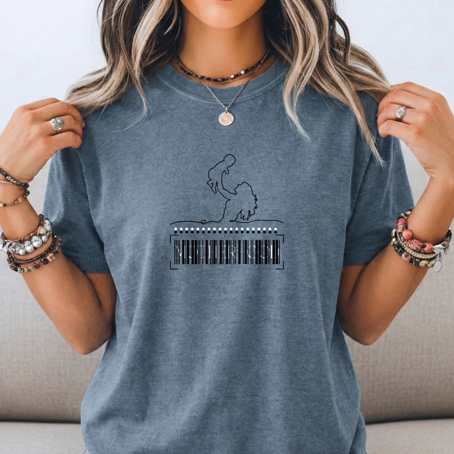 Motherhood Barcode T-Shirt: Comfort Colors Mom Life Shirt