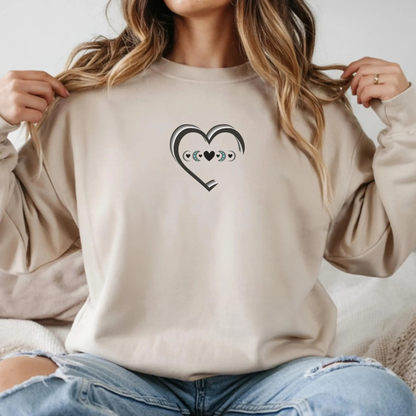 3D Moon Phase Heart Sweatshirt: Celestial Shirt