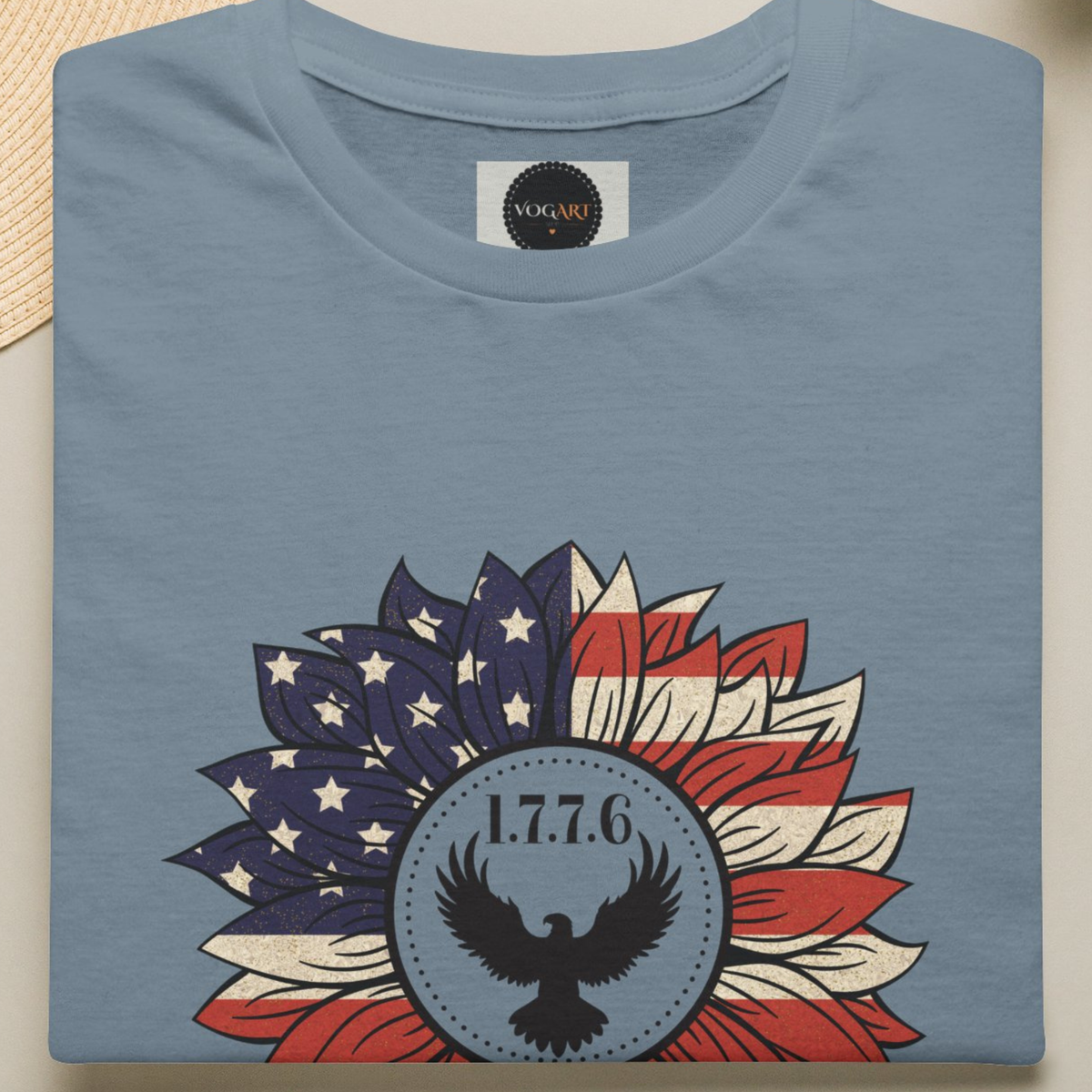 1776 Eagle Sunflower T-Shirt: American Flag Patriotic Shirt