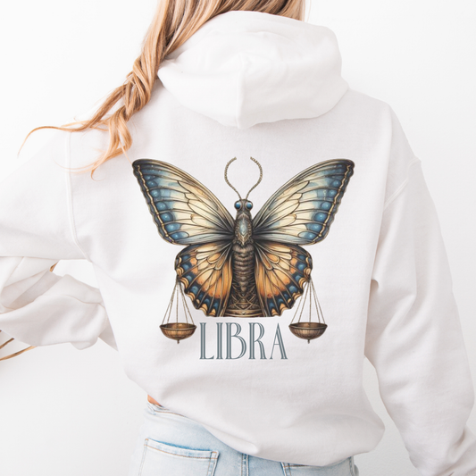 Libra Zodiac Hoodie: Butterfly Astrology Sweatshirt
