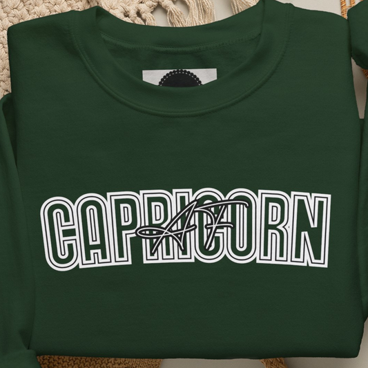 Capricorn Sweatshirt: Zodiac Crewneck with Sleeve Detail