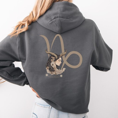 Capricorn Zodiac Hoodie: Back Print - Birthday Gift