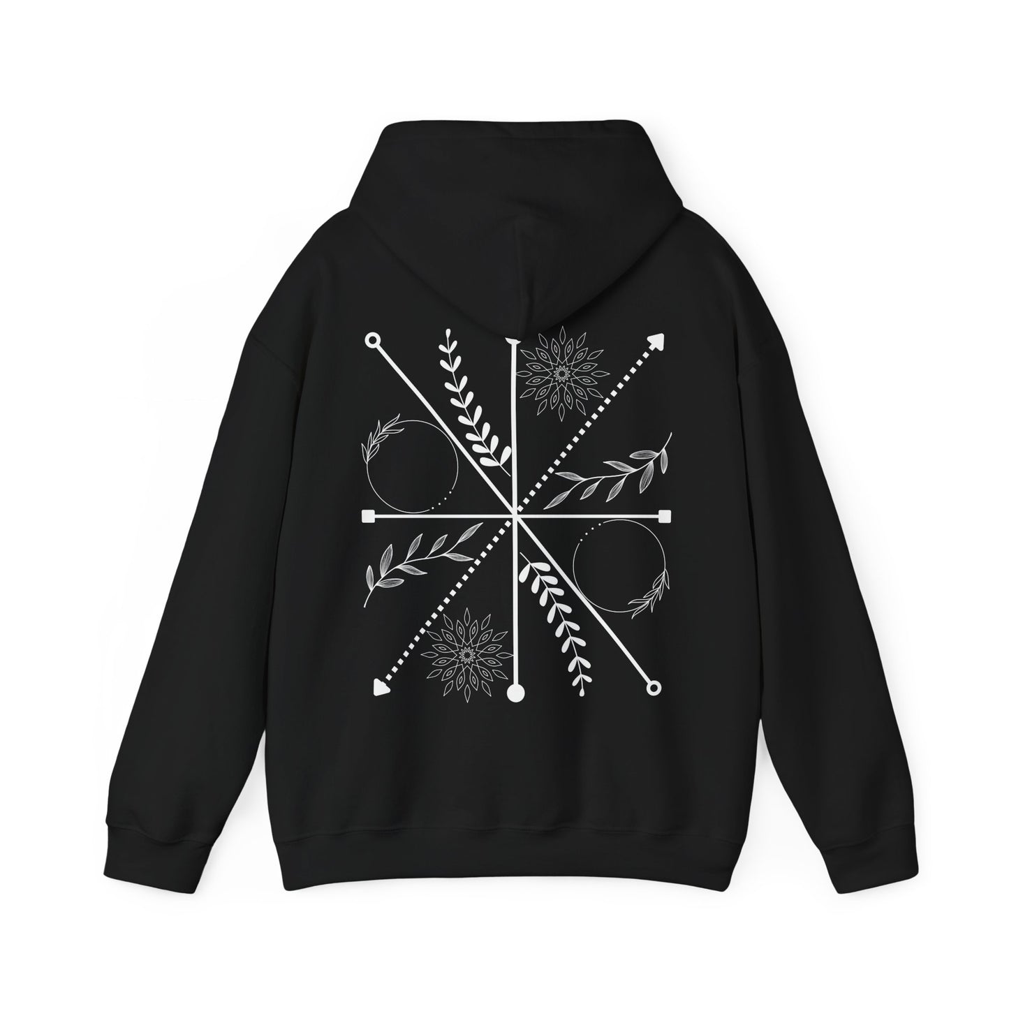 Boho Compass Mandala Hoodie: Mystic Floral Hooded Sweatshirt