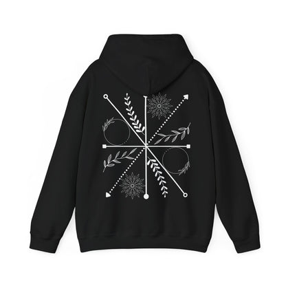 Boho Compass Mandala Hoodie: Mystic Floral Hooded Sweatshirt