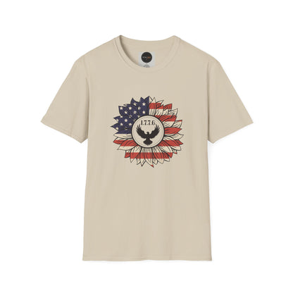 1776 Eagle Sunflower T-Shirt: American Flag Patriotic Shirt