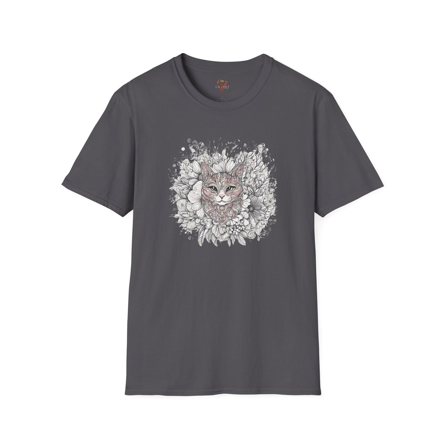 Floral Cat Sketch T-Shirt Design - Soft Cotton - Vogart 