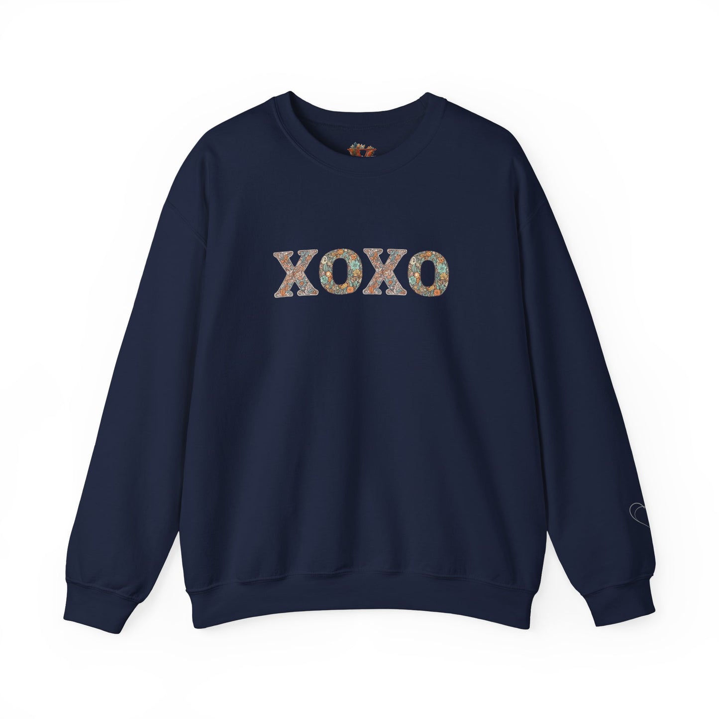 XOXO Floral Sweatshirt With Heart Sleeve - Comfort And Charm