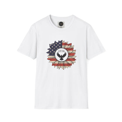 1776 Eagle Sunflower T-Shirt: American Flag Patriotic Shirt