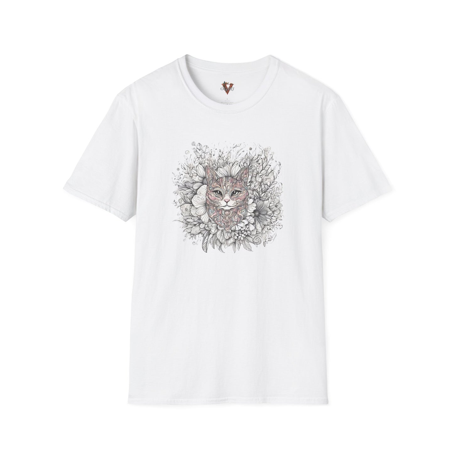 Floral Cat Sketch T-Shirt Design - Soft Cotton - Vogart 