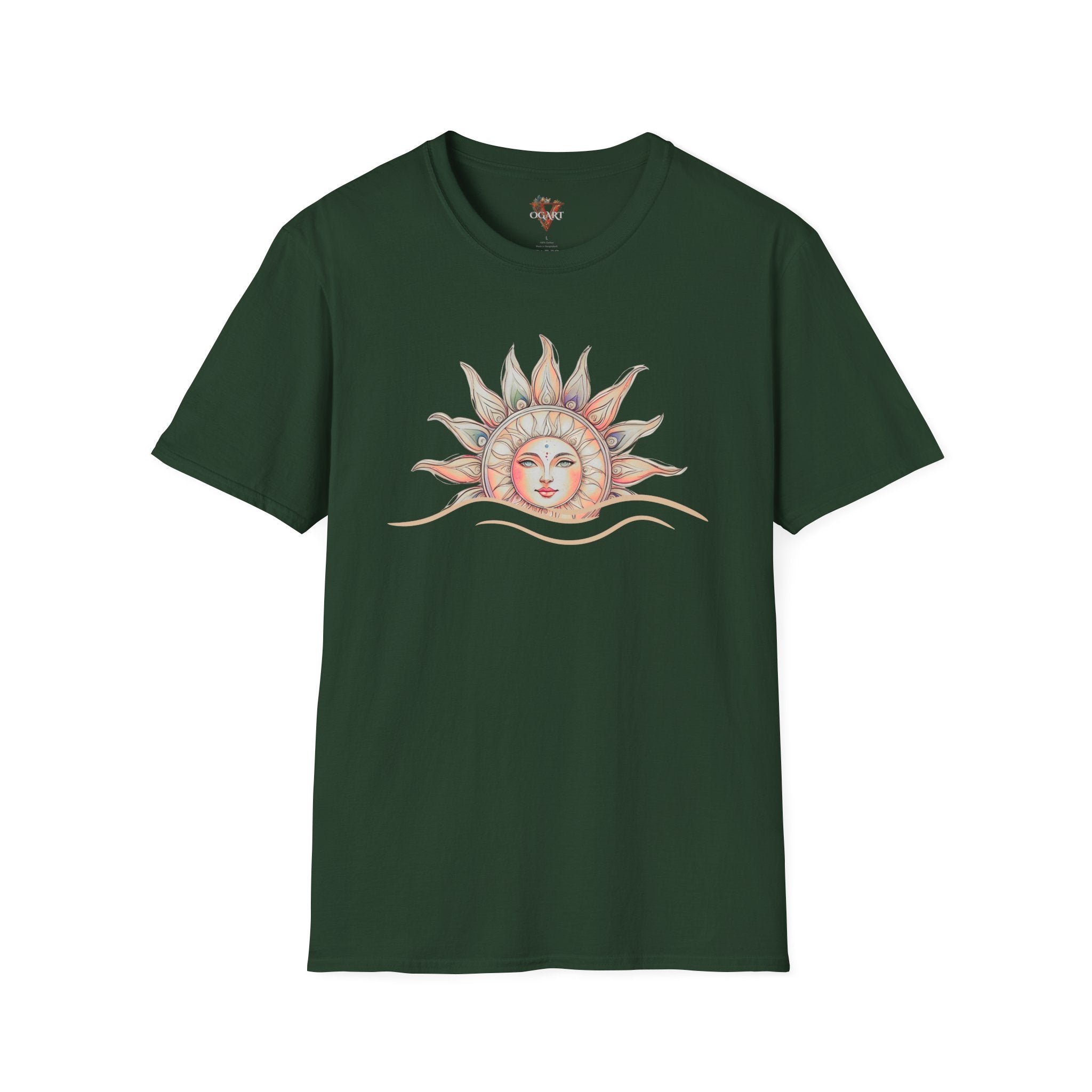 Celestial Sun T-Shirt – Pastel Boho Sun Face Tee - Vogart