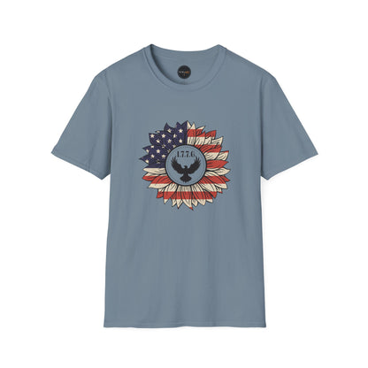1776 Eagle Sunflower T-Shirt: American Flag Patriotic Shirt