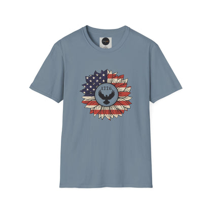 1776 Eagle Sunflower T-Shirt: American Flag Patriotic Shirt