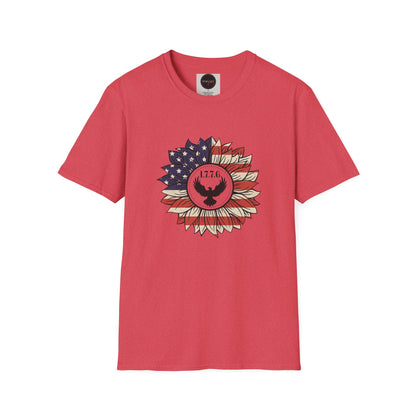 1776 Eagle Sunflower T-Shirt: American Flag Patriotic Shirt