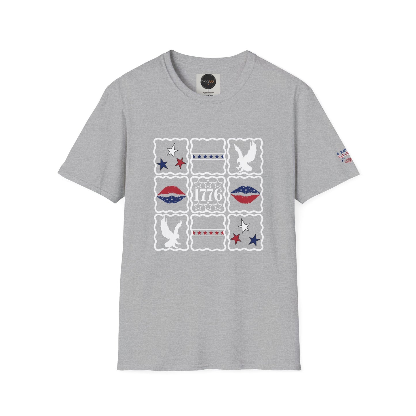 1776 American Flag Patchwork T-Shirt: Patriotic USA Eagle Shirt
