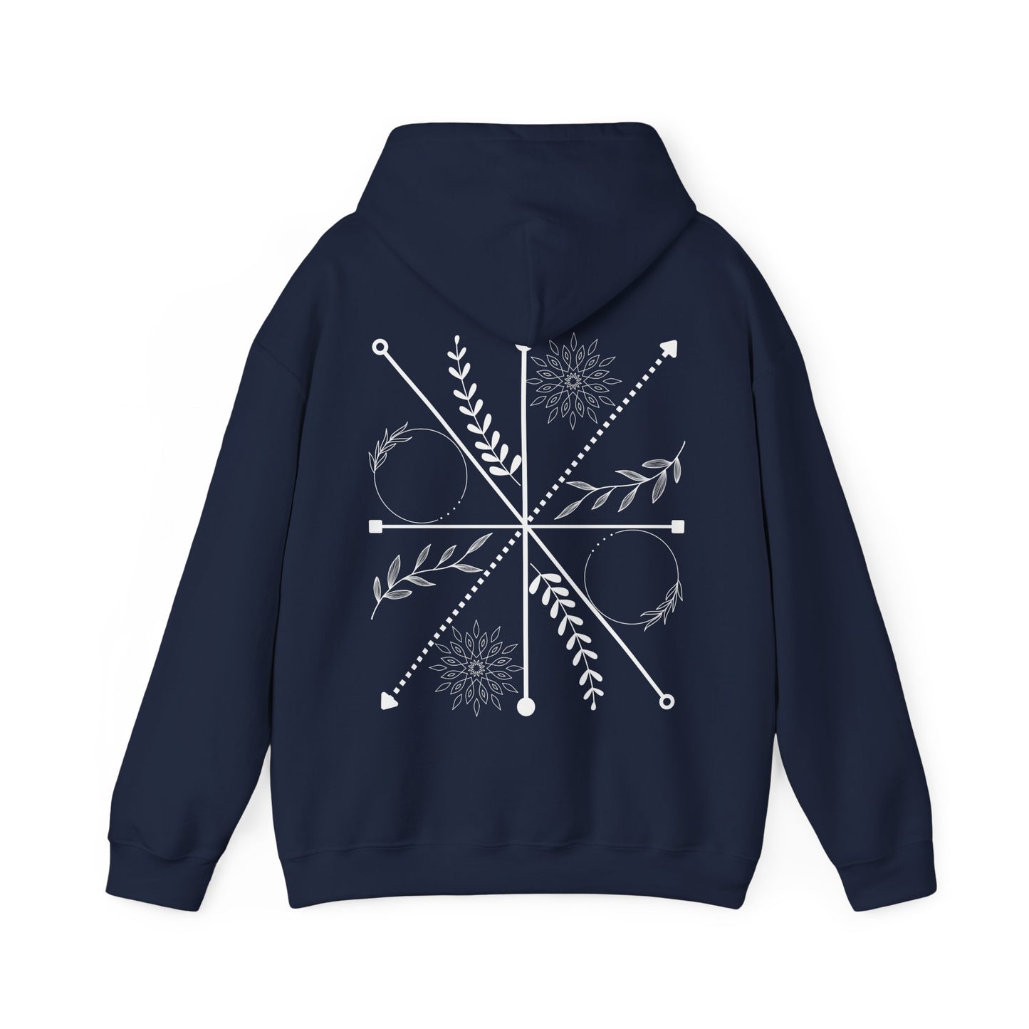Boho Compass Mandala Hoodie: Mystic Floral Hooded Sweatshirt