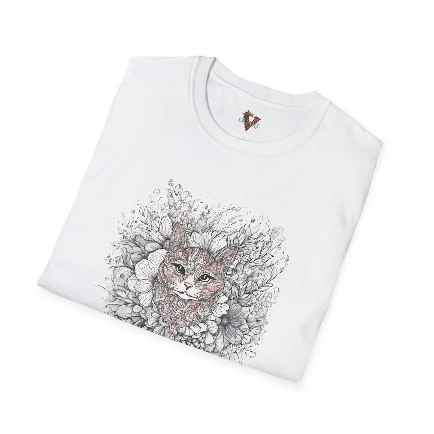 Floral Cat Sketch T-Shirt Design - Soft Cotton - Vogart 