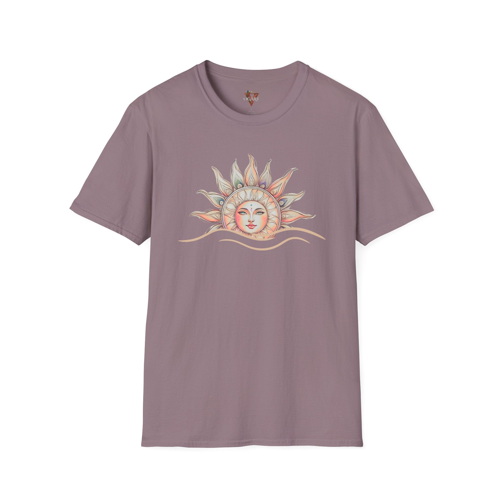 Celestial Sun T-Shirt – Pastel Boho Sun Face Tee - Vogart