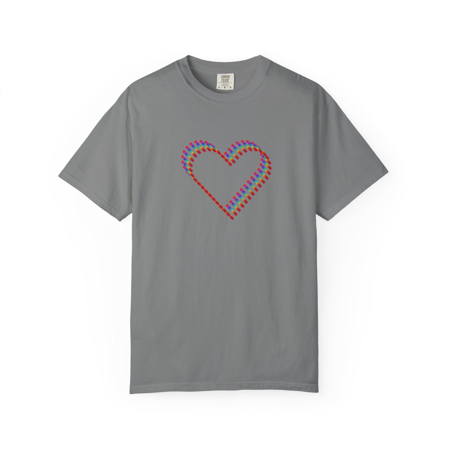 Rainbow Heart Graphic T-Shirt: Minimalist Pride Cotton Tee