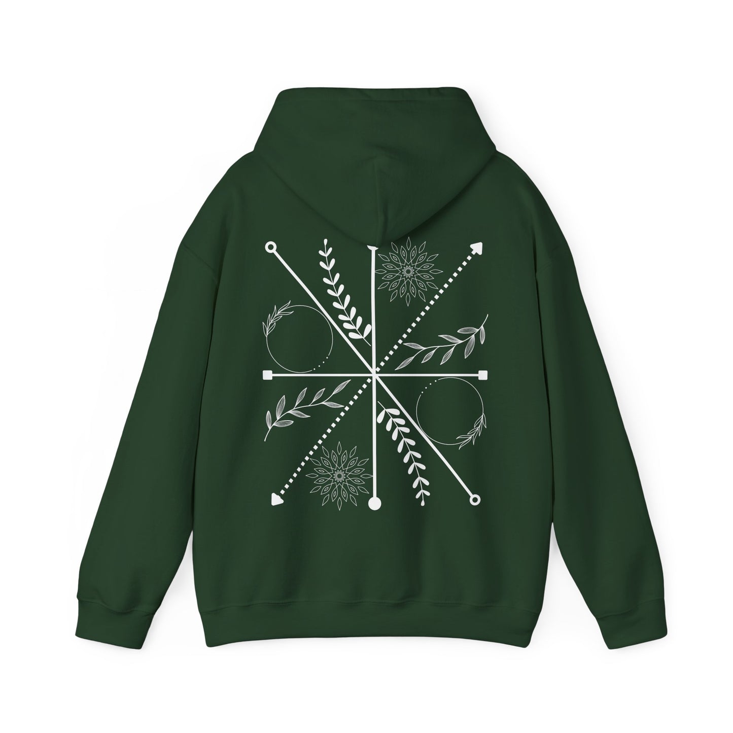 Boho Compass Mandala Hoodie: Mystic Floral Hooded Sweatshirt