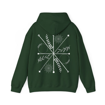 Boho Compass Mandala Hoodie: Mystic Floral Hooded Sweatshirt