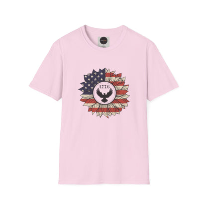 1776 Eagle Sunflower T-Shirt: American Flag Patriotic Shirt