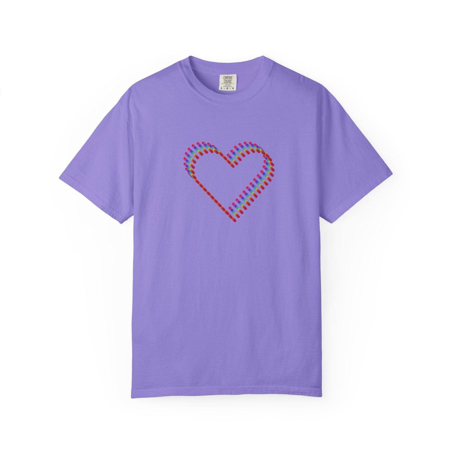 Rainbow Heart Graphic T-Shirt: Minimalist Pride Cotton Tee