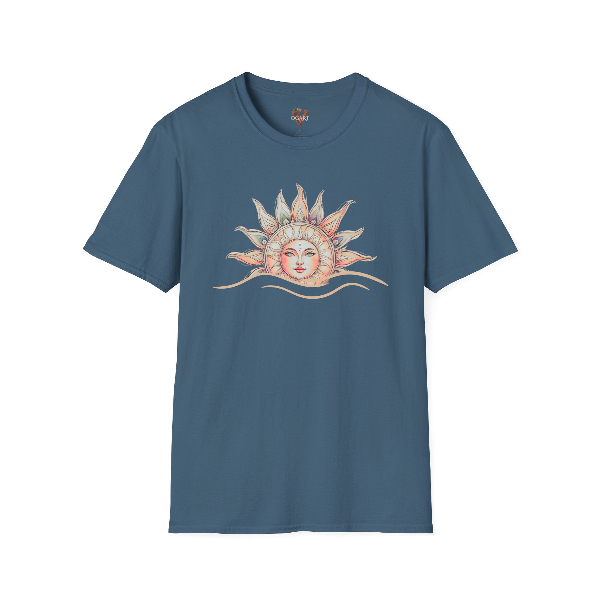 Celestial Sun T-Shirt – Pastel Boho Sun Face Tee - Vogart
