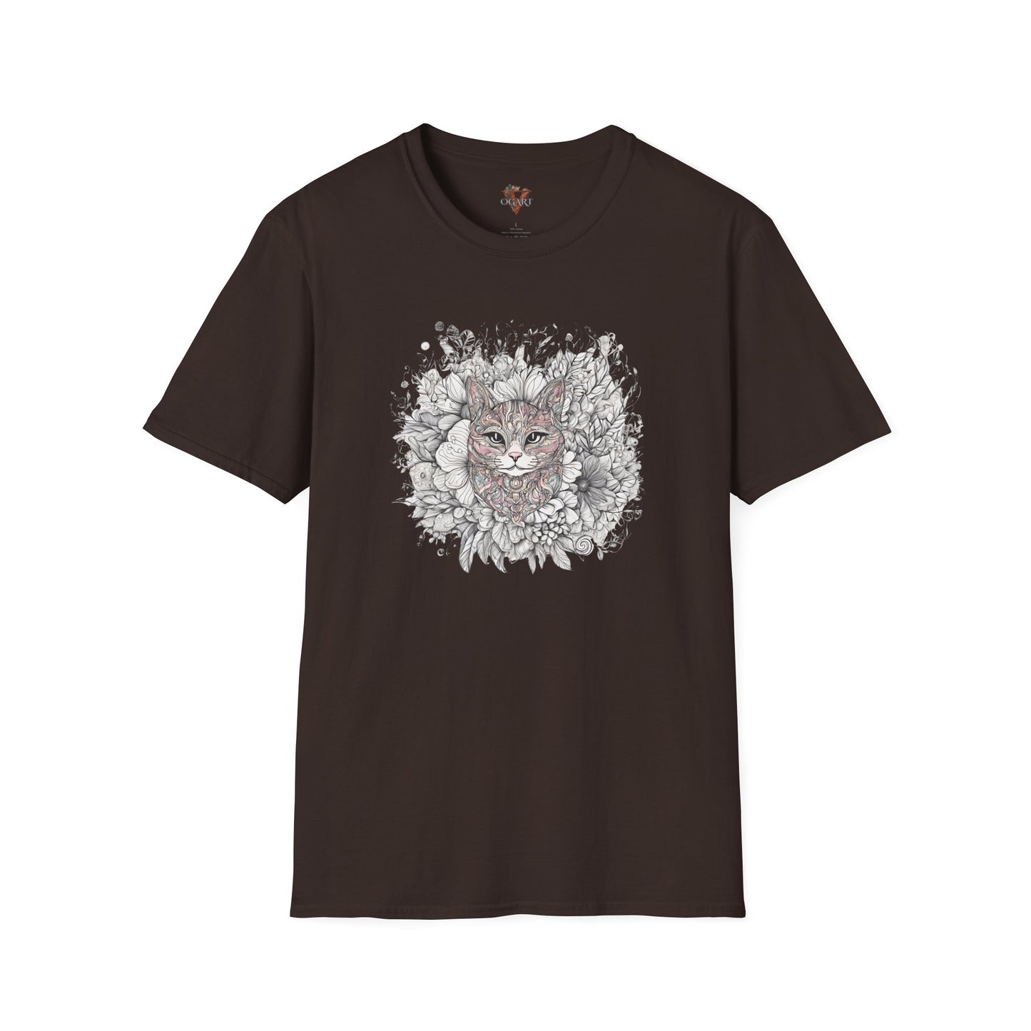 Floral Cat Sketch T-Shirt Design - Soft Cotton - Vogart 