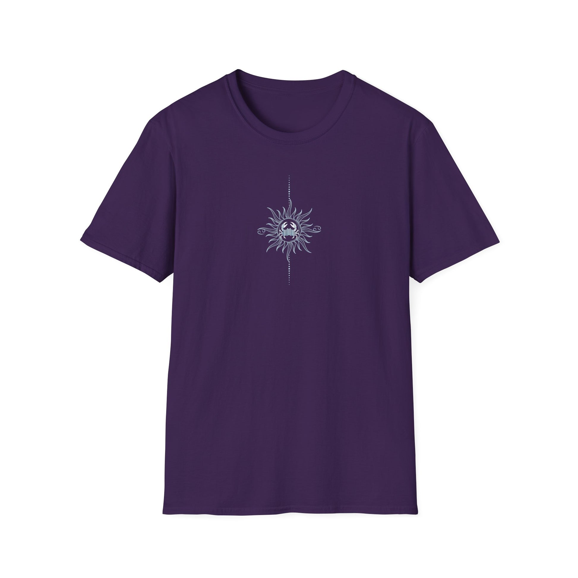 “Cancer Zodiac Tee – intricate sun astrology design on 100% cotton shirt”