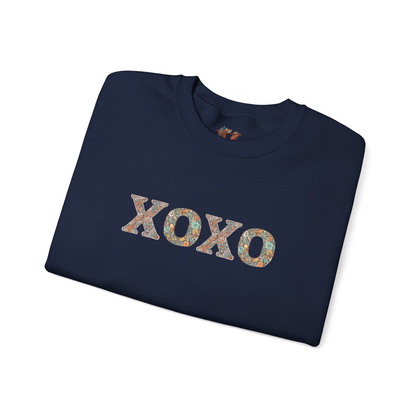 XOXO Floral Sweatshirt With Heart Sleeve - Comfort And Charm