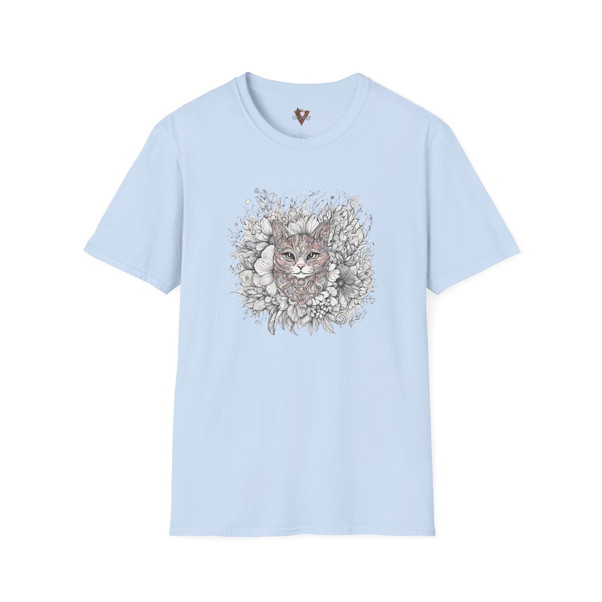 Floral Cat Sketch T-Shirt Design - Soft Cotton - Vogart 