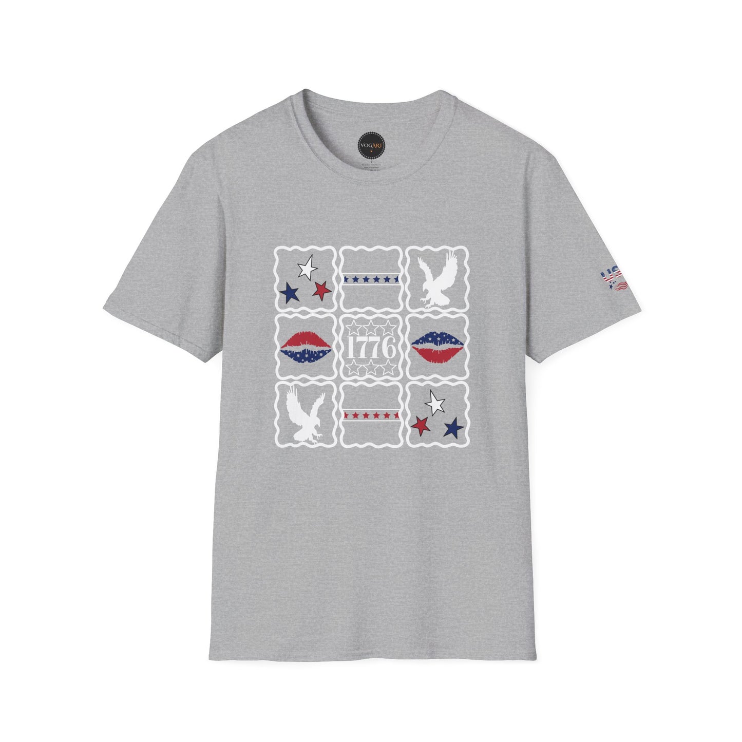 1776 American Flag Patchwork T-Shirt: Patriotic USA Eagle Shirt