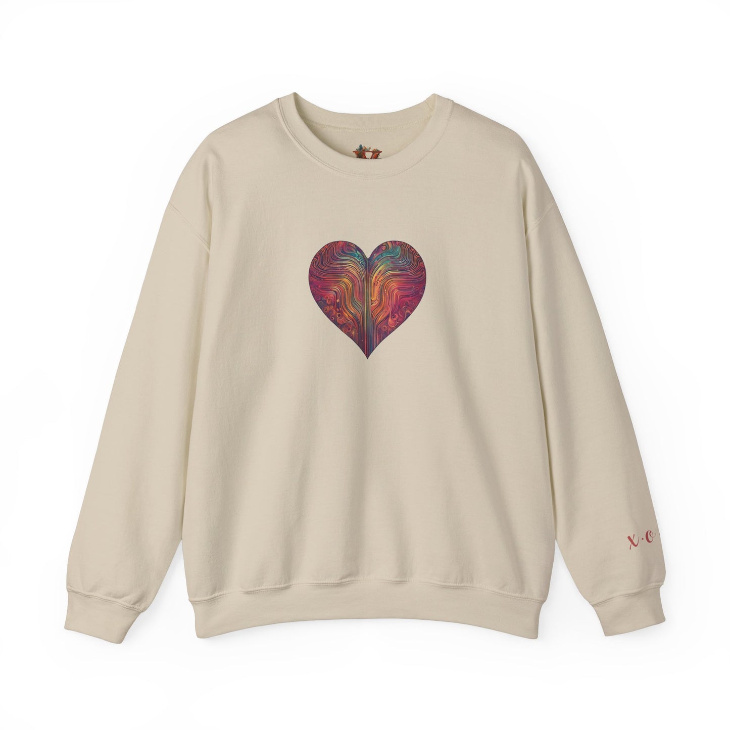 Multicolored Heart Sweatshirt With X.O.X.O Sleeve - Classic Fit