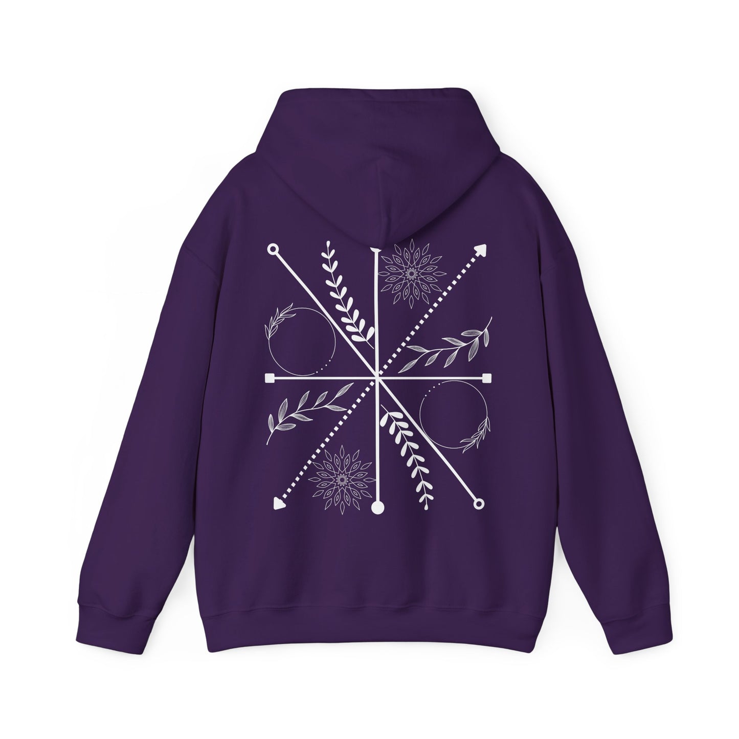 Boho Compass Mandala Hoodie: Mystic Floral Hooded Sweatshirt