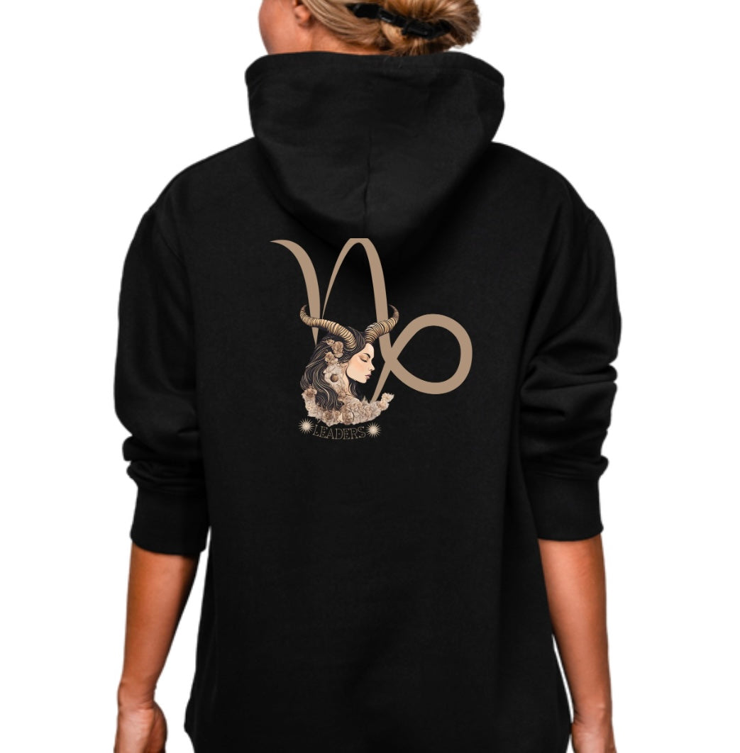 Capricorn Leaders Zodiac Hoodie Back And Sleeves Design - Cozy and Warm Cotton - Vogart 