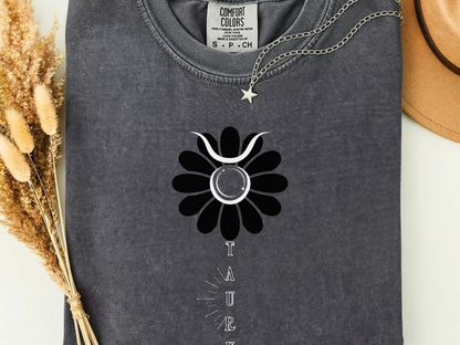 Taurus Flower Shirt: Comfort Colors Floral Tee