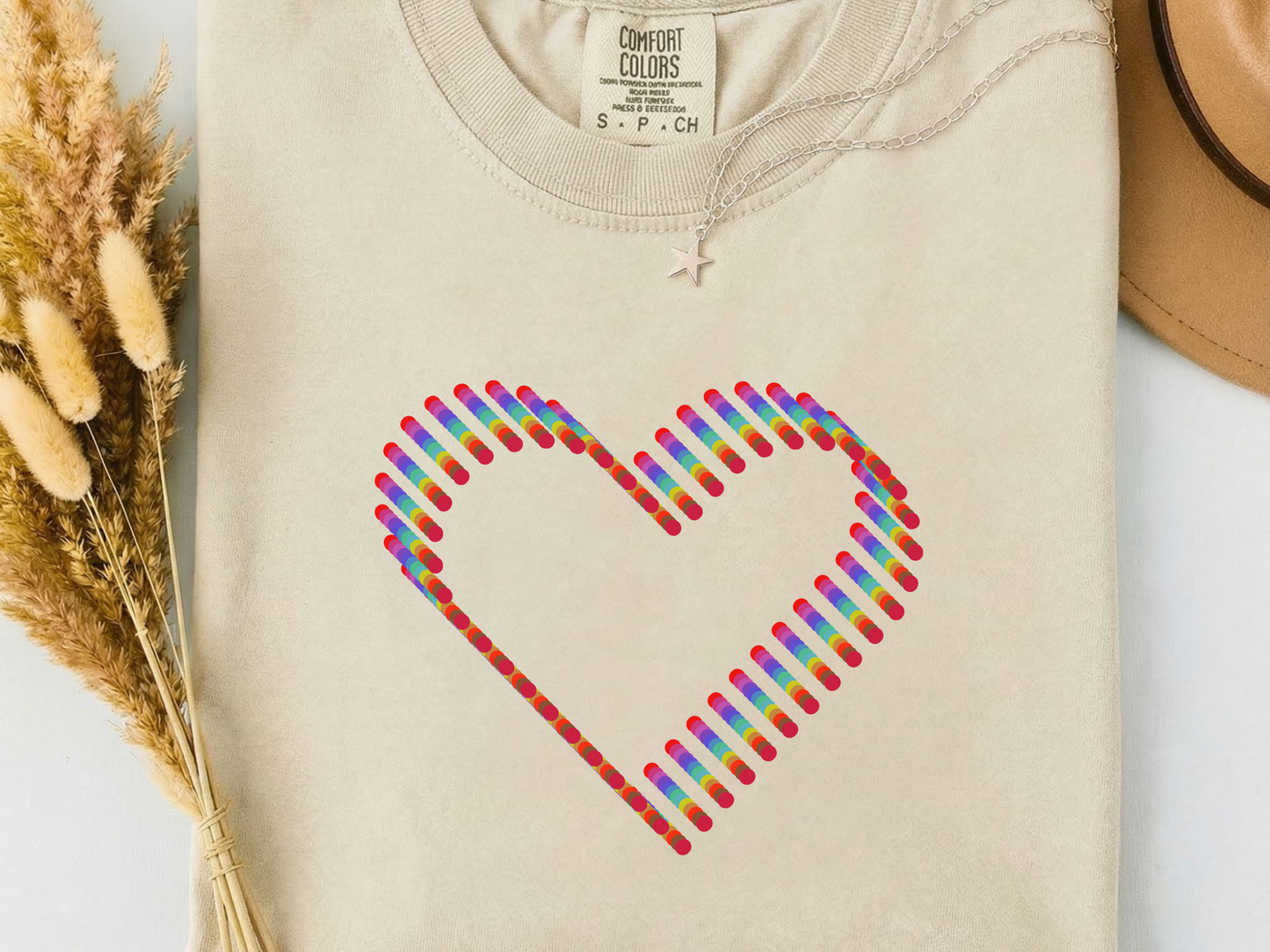 Rainbow Heart Graphic T-Shirt: Minimalist Pride Cotton Tee