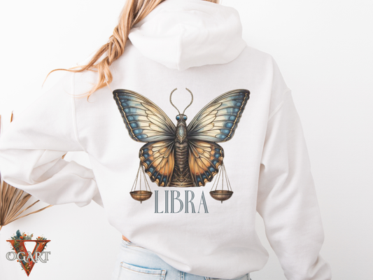 Libra Zodiac Hoodie: Butterfly Astrology Sweatshirt